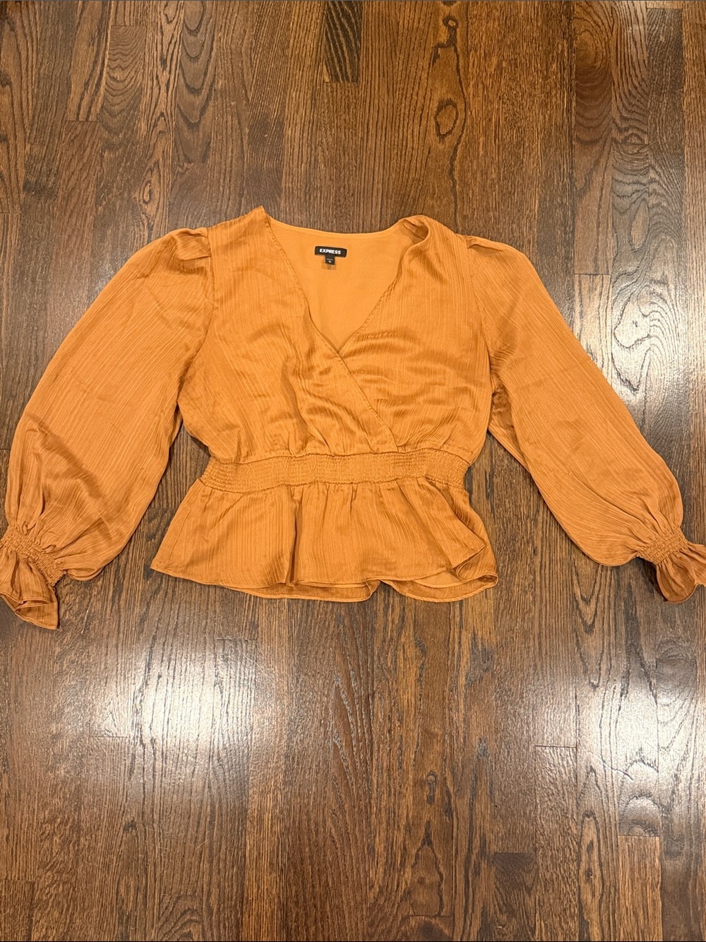Express Women's Burnt Orange Peplum Wrap Blouse